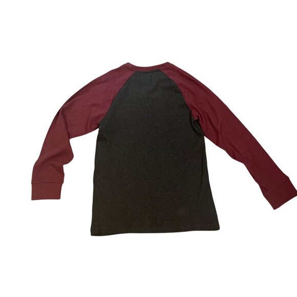 NWT Aeropostale Mens Long Sleeve Raglan Tee Burgundy & Charcoal Size L Comfort L - Picture 3 of 5
